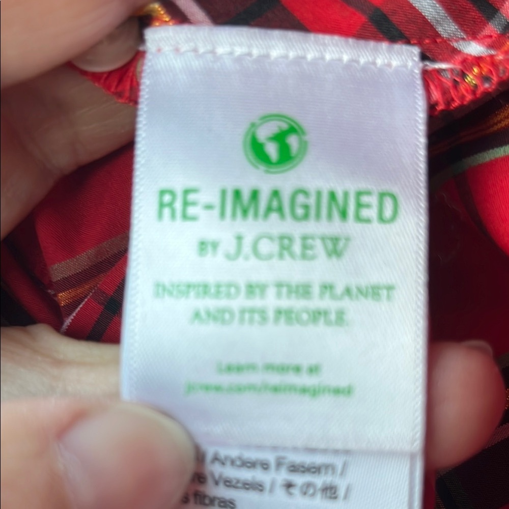 J.Crew 3x Red Plaid Ruffleneck Cotton Poplin Women's Sleeveless Blouse NWT - Picture 5 of 8